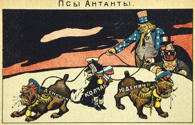 Kapitalisté vypouštějí své psy, Bolševický propagandistický manifest, Ruská revoluce, Rusko, 20. století (lept) od Russian School