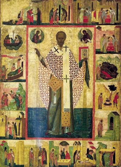 Svatý Mikuláš ze Zaraisku s výjevy z jeho života, počátek 16. století. od Russian icon.