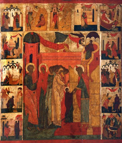 Vstup Přesvaté Bohorodice do chrámu, 16. století. od Russian icon.