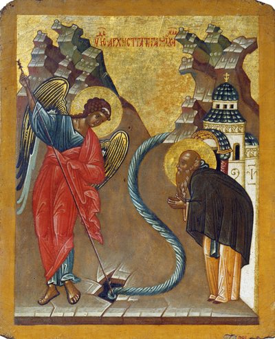 Zázrak archanděla Michaela v Chonae, konec 15. století. od Russian icon.