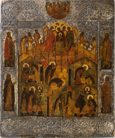 Zjevení Panny Marie svatému Alexandru Svirskému, 17. století. od Russian icon.
