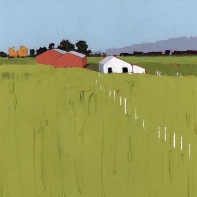 Linie plotu, 2025 (akryl na dřevěné desce) od Ruth Lague