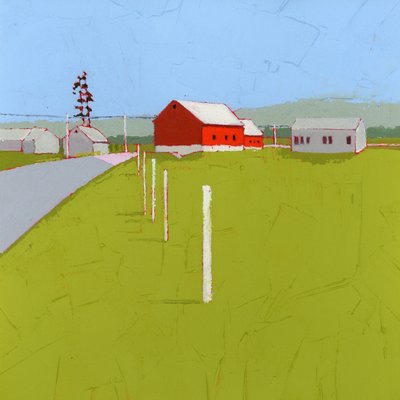 Round the Bend, 2025 (akryl na dřevěné desce) od Ruth Lague