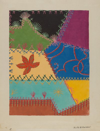Crazy Quilt Detail, c. 1939. od Ruth M Barnes