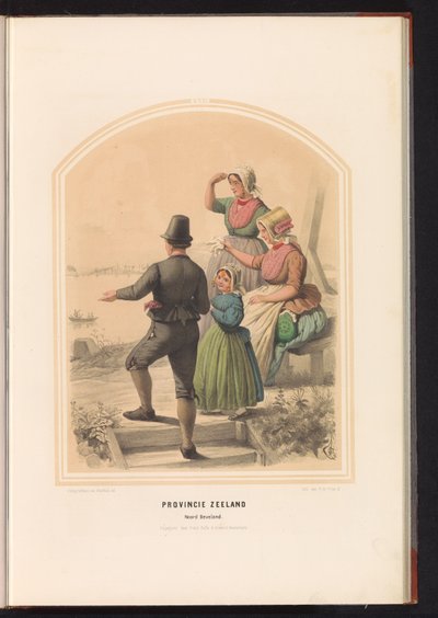 Tradiční kostým Noord-Beveland na Zélandu, 1857 Provincie Zeeland. Noord Beveland / XVII (název na objektu) od Ruurt de Vries