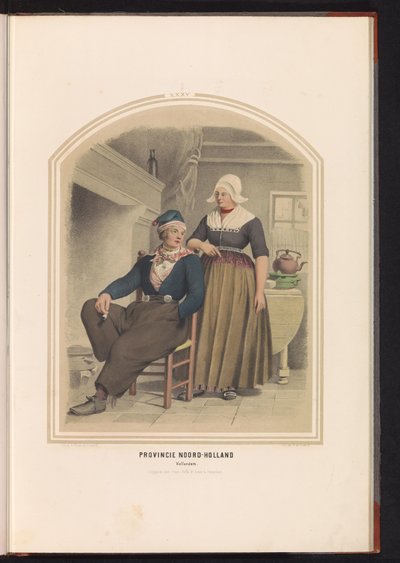 Tradiční kroj Volendam v Severním Holandsku, 1857 Provincie Severní Holandsko. Vollendam / XXXV (název na objektu) od Ruurt de Vries
