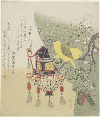 Jasně žlutý kanár, asi 1820 (barevný dřevoryt) od Ryuryukyo Shinsai