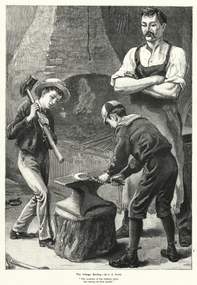 The Village Smithy (rytina) od S.T. (after) Dadd