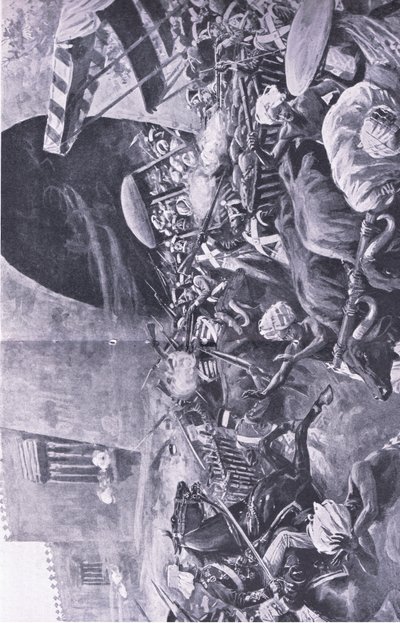 Indická vzpoura: Jak bojovali, aby potlačili povstání v Hindustanu, ilustrace z britských bitev na souši a na moři, 1915 od S. Begg