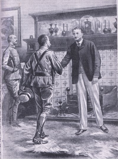 Když Kimberley ulehčila francouzština. General French a Cecil Rhodes, ilustrace z Cassells Romance of Famous Lives, kolem roku 1940 od S. Begg