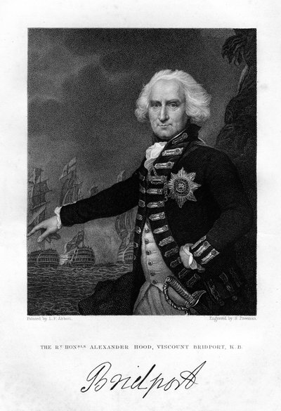 Admirál Alexander Hood 1726-1814, první vikomt Bridport, 1837. od S. Freeman
