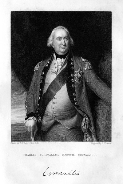 Charles Cornwallis 1738-1805, první markýz Cornwallis, 1839. od S. Freeman