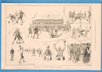 Finále soutěže o pohár fotbalového svazu, z „Ilustrovaných sportovních a dramatických zpráv“, 6. dubna 1889 (litho) od S. T. Dadd
