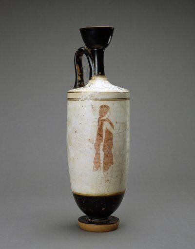 White Ground Lekythos s mladou ženou v hrobě, 450-440 př. n. l. (terakota s bílým povrchem) od Sabouroff Painter (attr. to)