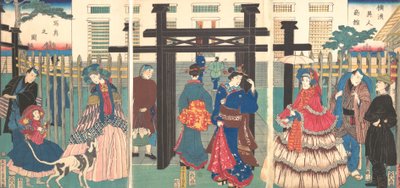 Založení zahraničního obchodu v Jokohamě, 1861. od Sadahide Utagawa