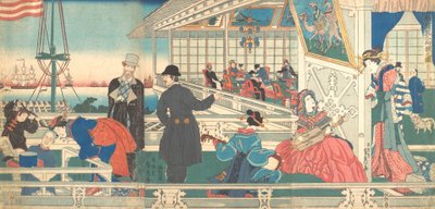 Domov zahraničních obchodníků v Jokohamě, 9. měsíc, 1861. od Sadahide Utagawa