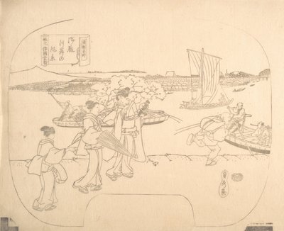 Proof Line-Block Print pro Fan, 19. století. od Sadahide Utagawa