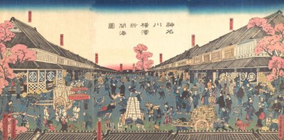 „Nově otevřený přístav v Jokohamě v prefektuře Kanagawa“, druhý měsíc, 1860. od Sadahide Utagawa