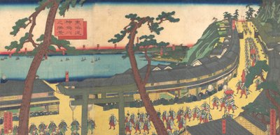 Pohled na zvuk Kanagawy je městský stupeň nižší a městský stupeň poprava Kanagawa, že? 1862-63. .. od Sadahide Utagawa