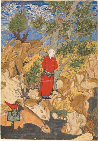 Aulad přivázaný k platanu, ze Shahnamy od Firdausiho, 1575-1600. od Sadiqi Bek