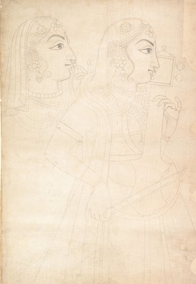Zpěvák a Sarinda Player, ca. 1800. od Sahib Ram