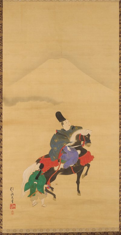 Narihira reitet unterhalb des Fuji od Sakai Hoitsu