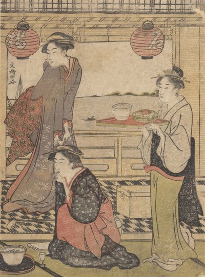 Zábava v Shinagawa, ca. 1788, ca. 1788. od Sakuragawa Bunkyo