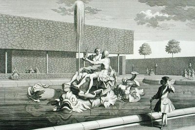 Neptunova a Thetisova fontána v paláci Belvedere ve Vídni, vyrytý Jakobem Gottliebem Thelottem (asi 1711-75), vydáno asi 1730-40 (rytina) od Salomon (after) Kleiner