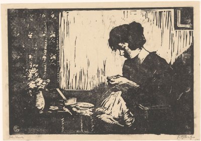 šicí žena od Salomon Garf (signed by artist)
