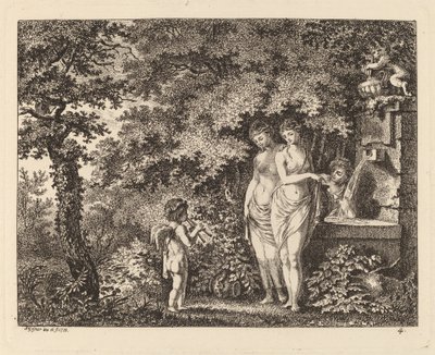 Eros se třemi dívkami u fontány, 1770. od Salomon Gessner