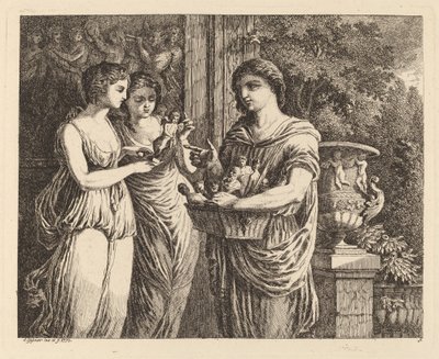 Prodavač figurín se dvěma dívkami, 1770. od Salomon Gessner