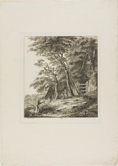 Rybáři s dětmi, druhý talíř z knihy Paysages Dédiés à M. Warelet od Salomon Gessner