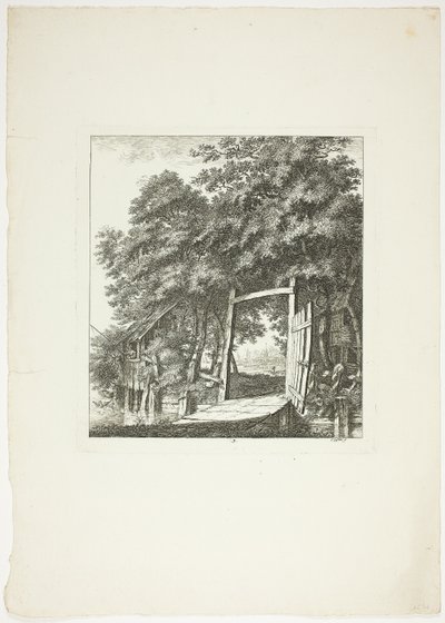 Rybolov z okna, třetí deska z knihy Paysages Dédiés à M. Warelet od Salomon Gessner