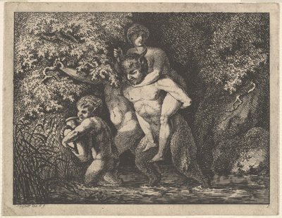 Rodina Satyrů v pohybu, 18. století. od Salomon Gessner