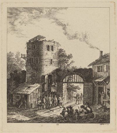 Vesničané u městské brány pozdraví hodnostáře, 1764. od Salomon Gessner