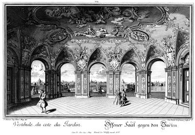 Pohled do zahrady ze Sala Terrena od Salomon Kleiner