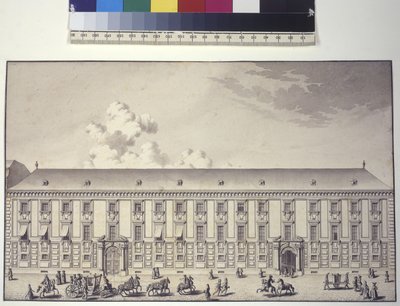 Celá strana: pohled na palác v Nose (kresba perem a tuší) od Salomon Kleiner