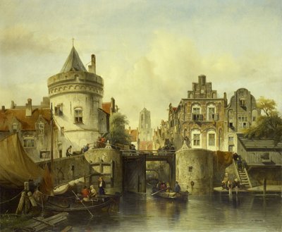 Imaginární pohled na Kolksluis od Salomon Leonardus Verveer