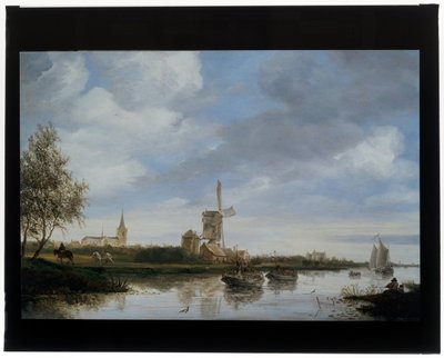 Říční krajina s větrným mlýnem od Salomon van Ruisdael or Ruysdael