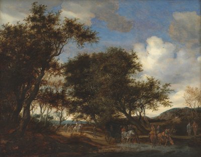 Krajina s cestovateli napájející své koně od Salomon van Ruysdael