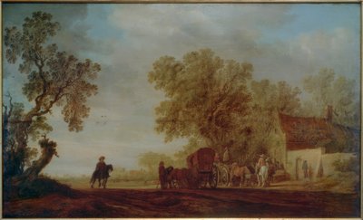 Venkovská cesta s hostincem a cestovateli od Salomon van Ruisdael or Ruysdael