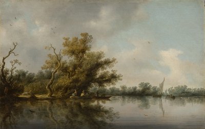 Břeh řeky se starými stromy od Salomon van Ruysdael