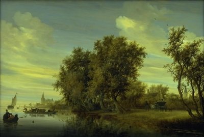 Cesta podél řeky od Salomon van Ruysdael