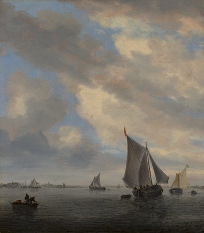 Pohled na jezero s plachetnicemi od Salomon van Ruysdael