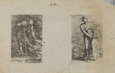 (Série figurek) Obrněný muž hledící do potoka od Salvator Rosa