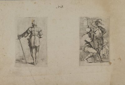 (Série figurek) Záda muže s helmou, stojícího od Salvator Rosa