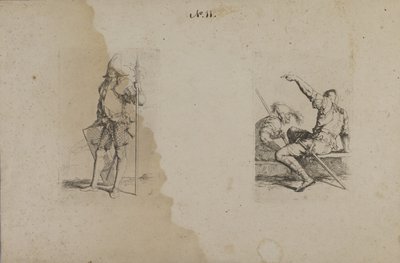 (Série figurek) Muž s helmou a zdobeným oštěpem/Ax od Salvator Rosa