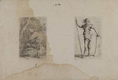 (Série figurek) Sedící muž se špičatou přilbou od Salvator Rosa