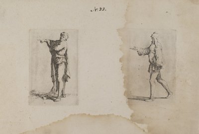 (Série figurek) Stojící muž, ukazující doleva od Salvator Rosa
