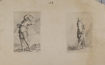 (Série figurek) Stojící muž s opeřenou čelenkou od Salvator Rosa